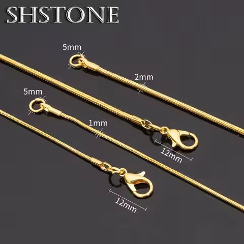 SHSTONE Women Men 18K Gold 1mm/2mm/3mm Snake Chain Necklace Fashion 925 Sterling Silver 40-75cm Chain Necklace Party Jewelry https://tinyurl.com/22almp3k