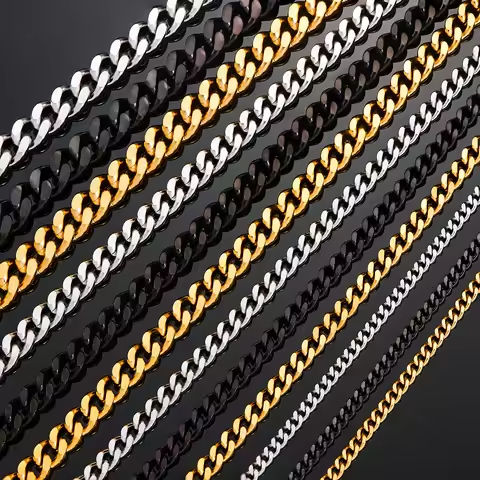 3.5mm/5mm/7mm/9mm Thickness Stainless Steel Cuban Curb Link Chain Necklace for Men Boys Silver Gold Black Color 14 to 30 Inches https://tinyurl.com/29lbdqf8