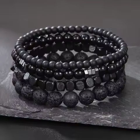 4PC Volcano Stone Black Gallstone Beaded Bracelets for Men Trendy Fashion Lava Wood Beads Bracelet Set Combination Hip Hop Gifts https://tinyurl.com/2yp6rmsq