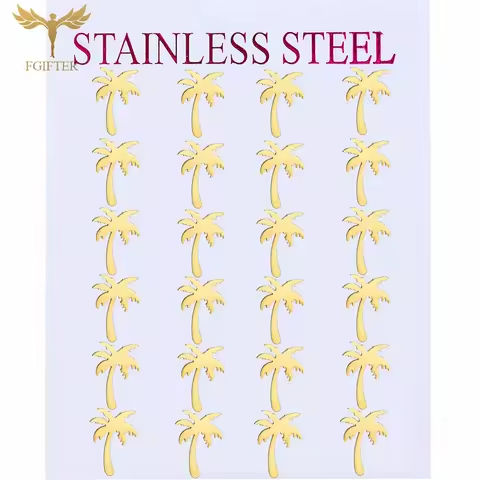 12 Pairs Coconut Tree Plant Earrings For Women Men Summer Holiday Jewelry Golden Metal Stainless Steel Piercing Stud Earring Set https://tinyurl.com/2y4jbafb