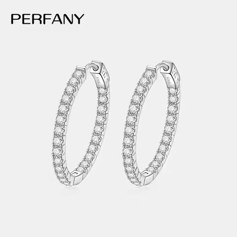 PERFANY 2.88CT Full Moissanite Hoop Earring Women S925 Pure Silver Laboratory Diamond Fashion Luxury Jewelry Party Gift https://tinyurl.com/24e2lhbz