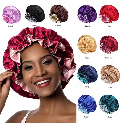 Lady Silk Night Sleep Hats Double Layer Head Cover Fashion Shower Cap Adjustable Silk Satin Bonnet For Women https://tinyurl.com/24bhnodb