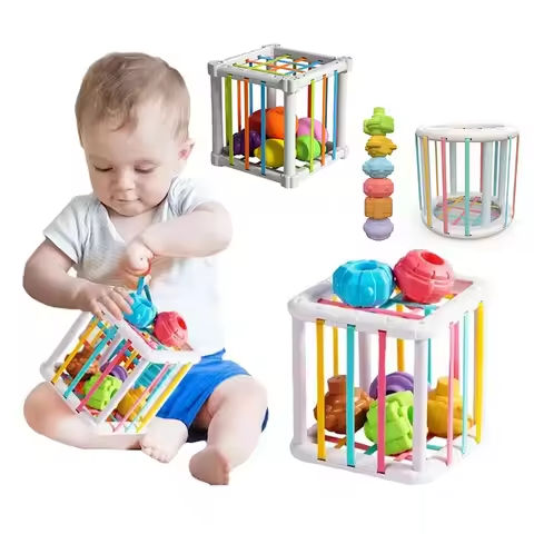 Baby Montessori Shape Sorter Cube Rainbow Colorful Blocks Sorting Game Infant Cognitive Grip Training Learning Educational Toy https://tinyurl.com/274v8ajo