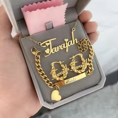 Personalized Name Kids Set Necklace Custom Letter Bracelet Stainless Steel Mini Earrings Gift for Kids https://tinyurl.com/22ublux9
