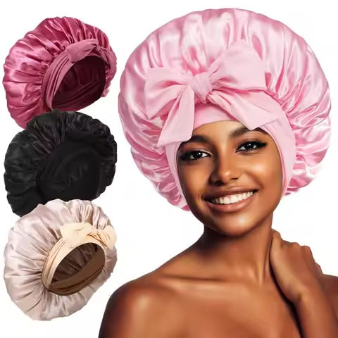 Women Satin Tie Bonnet Spandex Wide Stretchy Band Long Tail Satin Cheveux Nuit Silk Sleeping Night Cap Bonnets for Women https://tinyurl.com/245ebdz6