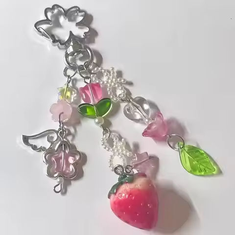 Cute Strawberry Bow Keychain Y2K Coquettish Fairytale Lily of the Valley Handbag Pendant Key Ring Jewelry Accessories Girls Gift https://tinyurl.com/2beq8mwm