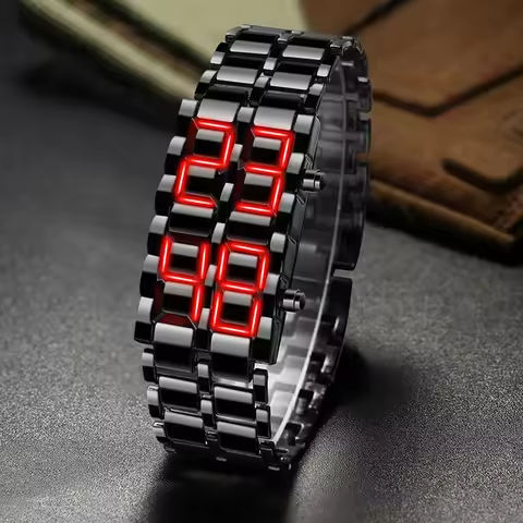 Fashion Mens Digital Lava Wrist Watch Men Black Full Metal Red Blue LED Display Watches Gifts for Male Boy Sport Creative Clock https://tinyurl.com/23nyj7zg