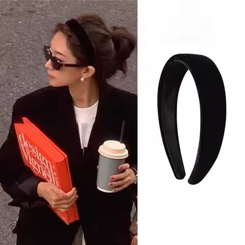 Vintage Velvet Headband Wide Cross Thin Padded Hairband Plain Color Headbands Simple Daily Women Hair Accessories https://tinyurl.com/29hp4nvq