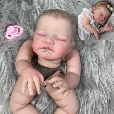 20inch Already Painted Reborn Doll Parts August Sleeping Baby 3D Painting with Visible Veins Cloth Body Included https://tinyurl.com/2yr9aees