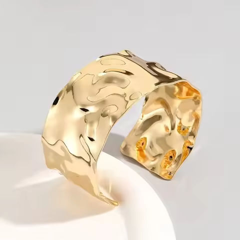 2024 New Punk Uworld Textured Plated Gold Stainless Steel Adjustable Cuff Bangele Charm  Bracelets for Women Unique Jewelry Gift https://tinyurl.com/2xr7855j