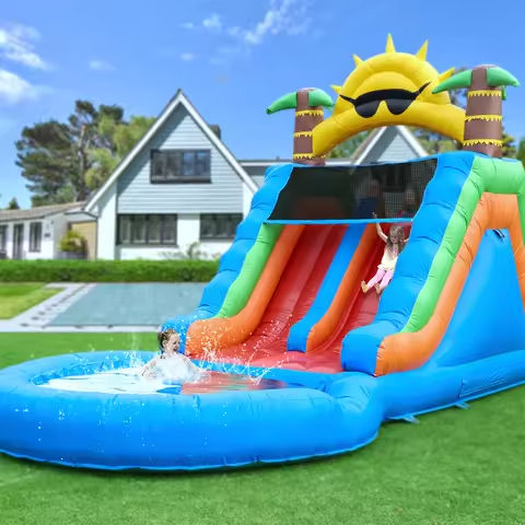 Inflatable water slide, Commercial Bounce House with Water Slide PVC and a 1100W Air blower Children’s playground bubble pool https://tinyurl.com/2y4y6j53