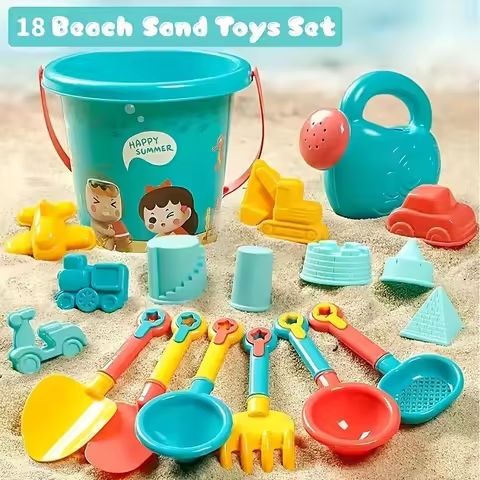 18PCS Beach Sand Toy Set, Durable Plastic, Summer Pool Beach Game Set, Outdoor Sand Play Tools For Boys And Girls, Great Holiday https://tinyurl.com/296lyabd