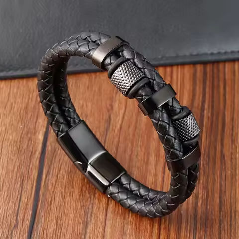 Charm Braid Rope Bracelet For Men Stainless Steel Magnetic Buckle Genuine Leather Bracelets & Bangles Male Female Jewelry https://tinyurl.com/2933fttf