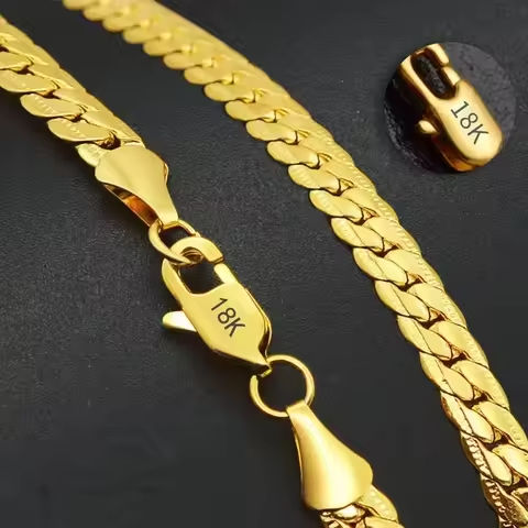 Hot sale Fine 925 Sterling Silver 5MM 18K Gold Full Sideways Chain Necklace For Woman Men Fashion Wedding Engagement Jewelry https://tinyurl.com/238yrhon