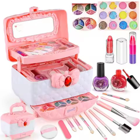 Kids Makeup Toy Kit for Girls, Washable Makeup Set Toy with Real Cosmetic Case for Little Girl, Pretend Play Makeup Beauty Set B https://tinyurl.com/2cauu7ug