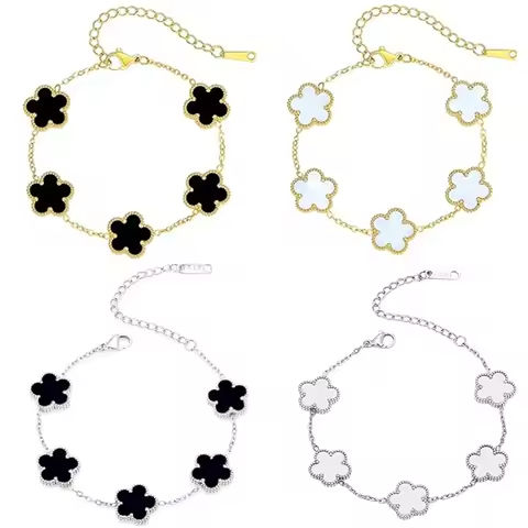 Lucky Clover Women’s Hand Bracelets Double Sided Flowers Jewellery Gifts Stainless Steel Bracelet Gold Plated Bracelets Man https://tinyurl.com/26pa5vus
