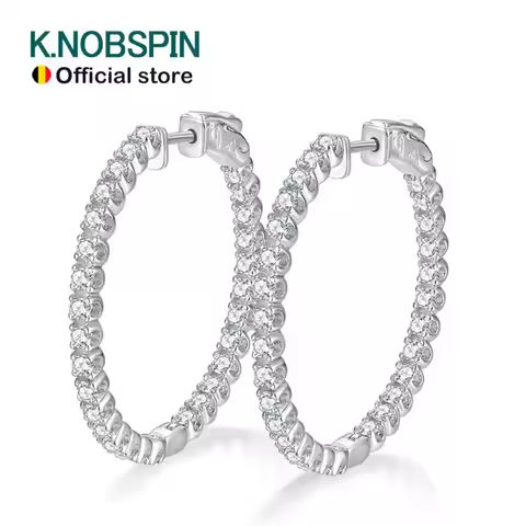 KNOBSPIN D VVS1 Moissanite Hoop Earrings for Women Sparking Diamond with GRA Original s925 Sterling Silver Plated 18k Earring https://tinyurl.com/2y65mr64