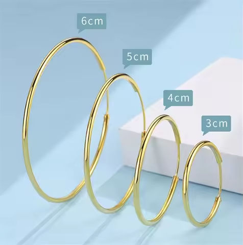 Gold Plated Smooth Round Circle Big Hoop Earrings for Women Size 12/25/30/40/50/60mm Stainless Steel Jewelry Accessories Gifts https://tinyurl.com/23xgjub8