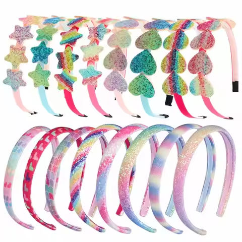 1pc Cute Heart Star Headbands Girls Glitter Rainbow Hairbands Kids Children Party Decoration Hair Accessories https://tinyurl.com/2caxunj9