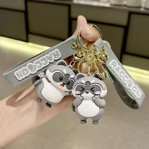 Cartoon Fashion Cute Raccoon Animal Silicone Doll Keychain Creative Trend Cartoon Girl Heart Soft Rubber Keychain Gift Pendant https://tinyurl.com/24yv2eul