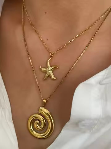 Peri’sbox New Fashion Starfish Hollow Vortex Spiral Pendant Necklace for Women 18K Gold Plated Tarnish Free Jewelry Gifts Summer https://tinyurl.com/2df784yn