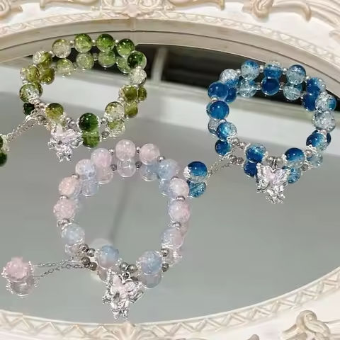 Fashion Simple Butterfly Chain Bead Bracelet for Women Fantasy Blue Crystal Beads Zircon Bracelet Party Aesthetic Egirl Jewelry https://tinyurl.com/29s6ydzs