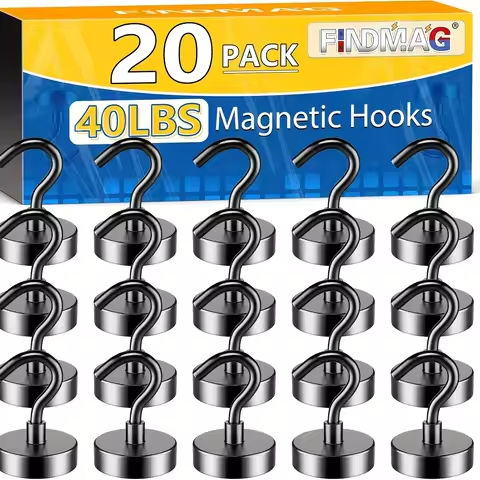 20 Pack Magnetic Hooks, 50lbs Strong Magnetic Hooks Heavy Duty for Hanging, Magnets with Hooks for Cruise Cabin, Office, Grill https://tinyurl.com/2yuvo9mz
