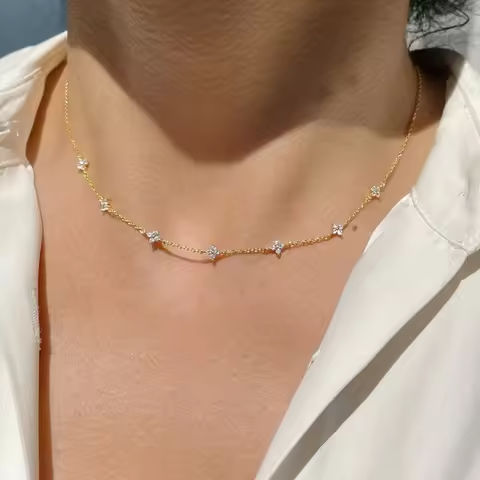 New Stainless Steel Zircon Necklaces for Women 18K Gold Plated Four Leaf Grass Collar Chain Necklace Luxury Jewelry Gift https://tinyurl.com/2yz9dxbj