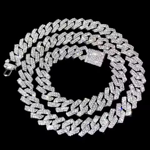 16/18/20/22/24inch Prong Cuban Link Chain for Women Men Iced Out 2 Row Rhinestone Miami Rhombus Hip Hop Cuban Necklaces Jewelry https://tinyurl.com/2d3g4e5g