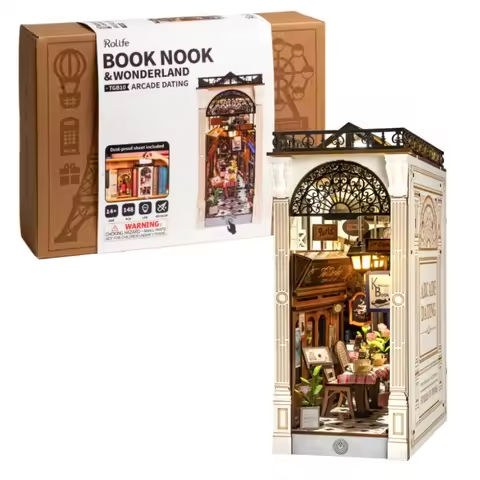Robotime Book Nook Kits Arcade Dating Booknook DIY Miniature Dolls House Kit 3D Wooden Puzzle Bookend Bookshelf Decor Gift https://tinyurl.com/29y29378