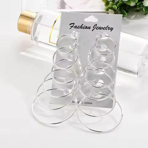 Hyperbolic Hoop Earrings Set For Women Silver Gold Color Big Small Round Circle Earring Female Trendy Party Jewelry Accessories https://tinyurl.com/26jqm9ab