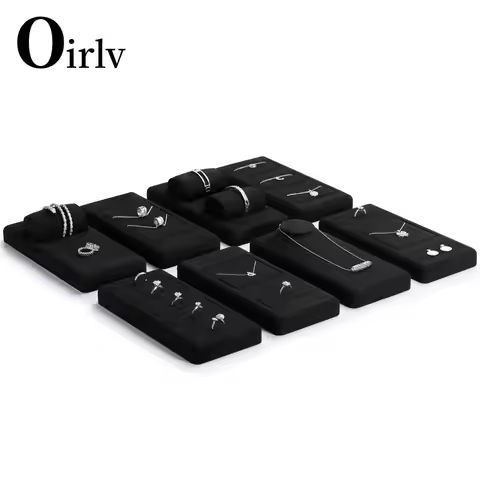 Oirlv Black Velvet Jewelry Display Set for Earring Ring Necklace Bangle Shop Trays Counter Jewelry Display Props https://tinyurl.com/29jfrumd
