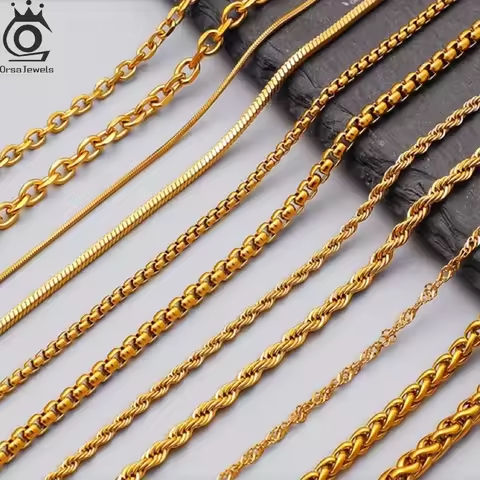 ORSA JEWELS 14k 18k Gold 925 Sterling Silver Paperclip Chopin Rope Cuban Figaro Box Cable Chain Necklace Simple Basic Chain Neck https://tinyurl.com/29t484uj