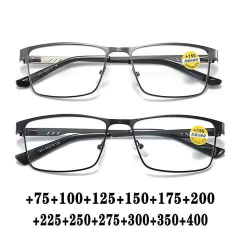 Fashion Reading Glasses For Men High Quality Blue Light BLocking Prescription Eyeglasses Frame With Spring Hinge +75+125+175+225 https://tinyurl.com/2257yb9k