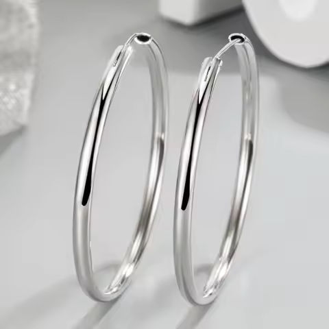 925 Sterling Silver 3MM Thick 3/4/5/6CM Hoops Earrings For Women Wedding Luxury Jewelry Accessories 2024 Trend Jewellery https://tinyurl.com/28klnltd