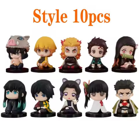 10Pcs/Style Q Version Demon Slayer Sitting Ghost Doll Tanjiro Nidouzi Inosuke Zenizu Figure Action Figure Movie Model Toy Gift https://tinyurl.com/2cz2pccm