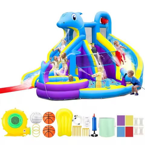 11-in-1 XL Inflatable Water Slides for Kids Backyard,Giant Water Park with Long Slip Splash and Slide,Double Slides for Kids https://tinyurl.com/26nooa6a