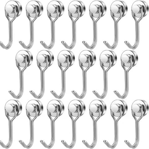 20 Pack Magnetic Hooks Heavy Duty 30LBS Neodymium Magnet Hooks, Strong Swivel Swing Magnetic Hooks for Hanging, Magnet with Hook https://tinyurl.com/249fxsgv