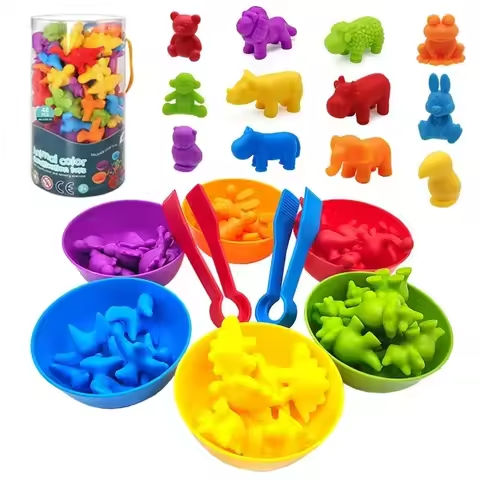 Montessori Material Rainbow Counting Bear Math Toys Animal Dinosaur Color Sorting Matching Game Children Educational Sensory Toy https://tinyurl.com/27r5c497