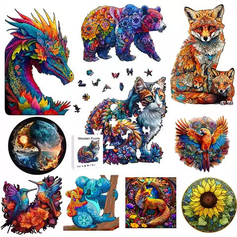 Wooden Puzzle for Adults, Cat Wooden Jigsaw Puzzles for Adults, Unique Animal Shape Wood Cut Puzzles for Family Friend https://tinyurl.com/29xajyww
