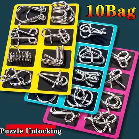 8Pcs/Set Metal Montessori Puzzle Wire IQ Mind Brain Teaser Puzzles Children Adults Interactive Game Reliever Educational Toys https://tinyurl.com/22md22zc