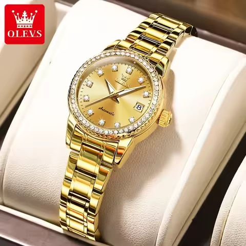 OLEVS Automatic Mechanical Watch for Women Diamond Calendar Dial Stainless Steel Waterproof Luminous Elegant Women’s Wristwatch https://tinyurl.com/28lh4wxl