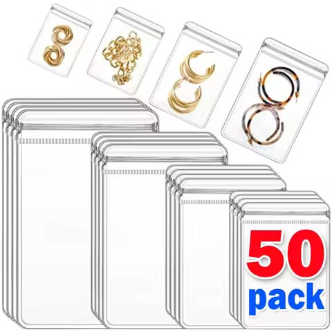 10/20/30/50pcs Jewelry Organizer Pouch Bags Transparent PVC Anti-Oxidation Earring Pendant Necklace Bracelet Storage Holder Bags https://tinyurl.com/262vvuhz