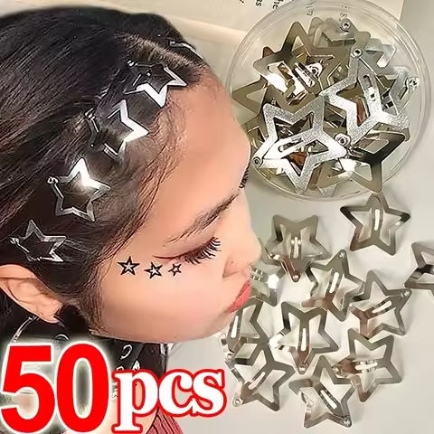 2/50Pcs Y2K Silver Star Hair Clips for Girls Filigree Star Metal Snap Clip Hairpins Barrettes Hair Jewelry Nickle Free Bobby Pin https://tinyurl.com/24d6xksw