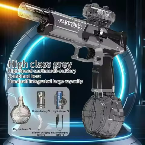 Battle Electric Water Guns，with Gun Muzzle Flame High Capacity Squirt Guns Summer Outdoor Beach Toy for Adult（blue、gray and Red） https://tinyurl.com/2ch3dz62