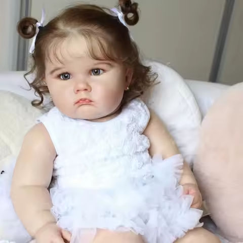1PC lifelike 24-inch realistic reborn doll with 3D painted skin and soft vinyl limbs – a white dress for a child girl https://tinyurl.com/22v9hgry