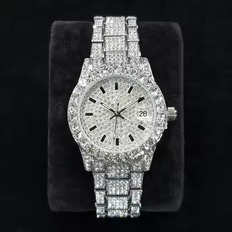 Elegant Full Diamond Female Watches Fashion Silver Round Stainless Steel Quartz Watch Iced Out Shiny Waterproof Gift for Women https://tinyurl.com/24usj9o5