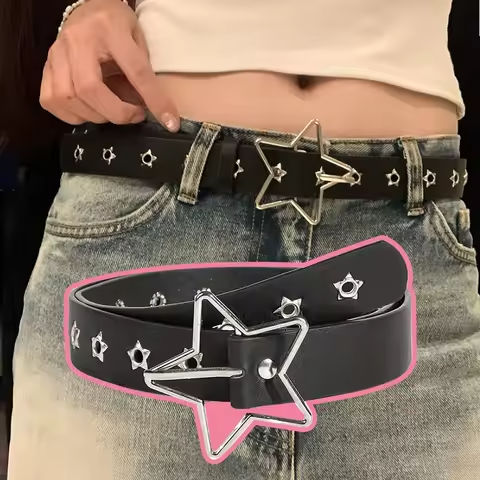 Y2K Punk Star Eyelet Black Rivet Belt Goth Pu Leather Belts For Women Jeans Pants Boys And Girls Students Belt https://tinyurl.com/2yf2a44j
