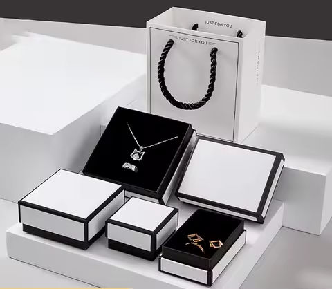 Simple Jewelry Box Earnail Ring Bracelet Necklace Black White Paper Jewelry Display Valentines Day Wedding Gift Packaging Box https://tinyurl.com/2xr87jjn