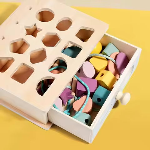 Wooden Beads Sequencing Toy Matching Shape Sorter for Boys Girls Kids Gift https://tinyurl.com/2ywdtfpk